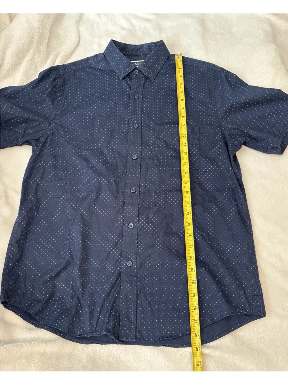 Flawless Blue Polka Dot Men’s Medium Short Sleeve Button Up Shirt By Club Room - Picture 7 of 9
